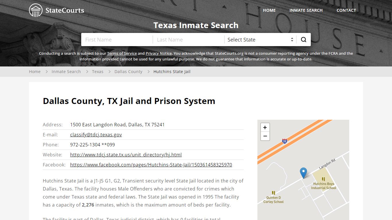 Hutchins State Jail Inmate Records Search, Texas - StateCourts